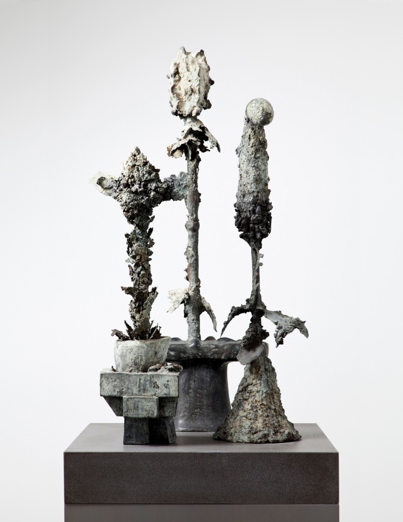 Furnace Flowers (Group), 2010, Bronze and Stone, 45” (H) X 27” (W) X 27” (D). Courtesy Ace Gallery Los Angeles.