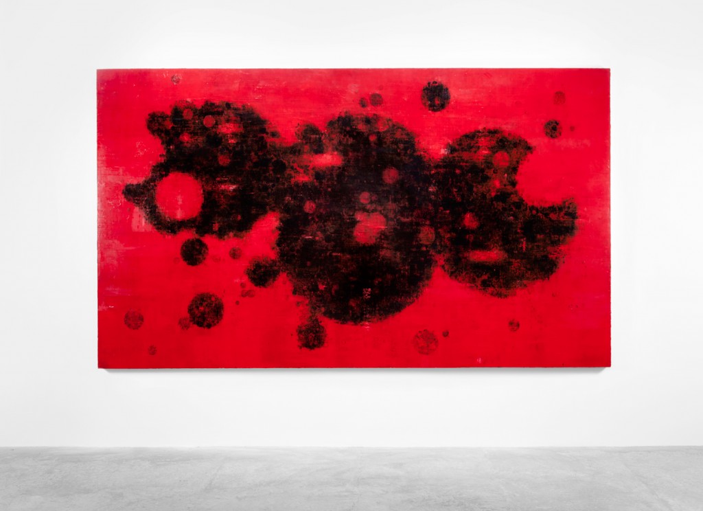 Untitled Red, 2012, Oil and Asphaltum on canvas, 132” (H) X 76” (W). Courtesy Ace Gallery Los Angeles.